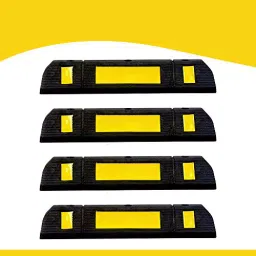 Ladwa Size 600 mm Car Wheel Parking Stopper Rubber Yellow & Black, LCS 600 - P4 (Pack of 4)-19