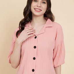 Ethnik Ease Women Lapel Collar Striped Shirt Style Top-image-69