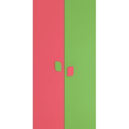 Adona Corolla 2 Door Kids Wardrobe with Petal Handles and Inner Drawer - Pink Green-image-49