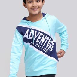 Pine Kids Cotton Knit Full Sleeves Bio-Wash Sweatshirt Text Printed - Iced Aqua-image-10