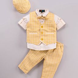 Robo Fry Full Sleeves Checks Party Suit - Yellow-image-64