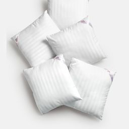 Hosta Homes Cotton Fabric Filled with Microfibre Cushion Fillers Set of 5 - White-4