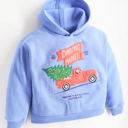 Cherry Crumble By Nitt Hyman Christmas Theme Full Sleeves Santa Driving The Car Patch Detail Hoodie - Blue-picture-18