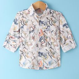 Rikidoos Full Sleeves Abstract Printed Shirt - Multi Colour-image-45