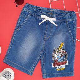 Pantaloons Junior Cotton Graphic Printed Shorts - Blue-image-45
