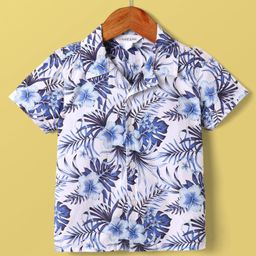 Mark & Mia Cotton Knit Half Sleeves Tropical Theme Printed Shirt - White-image-41