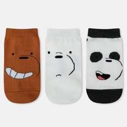 SOCKSXPRESS Cotton Pack Of 3 We Bare Bears Featuring Characters Designed Socks - Black White & Brown-image-27