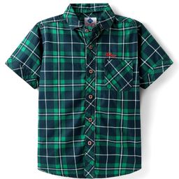 TONYBOY Cotton Half Sleeves Checked Shirt - Green-image-82