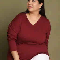UnaOne Women V-Neck Drop-Shoulder Sleeves Pockets T-shirt-image-40