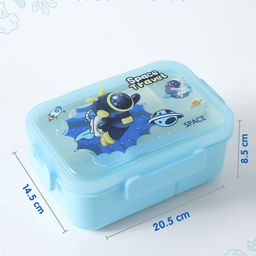 fab n funky Portable Lunch Box with Fork and Spoon Space Theme Print - Blue image 2