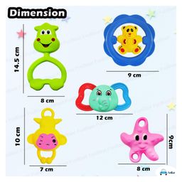 Bunie Colourful Attractive Sound Rattles for Babies3 Pcs Assorted Design image 3
