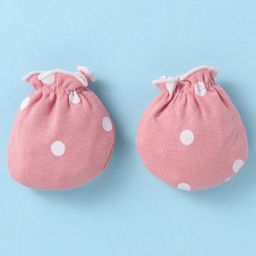 Ben Benny Interlock Knit Mittens & Booties Set with Polka Dots Print Pack of 2 - Peach & Pink image 4