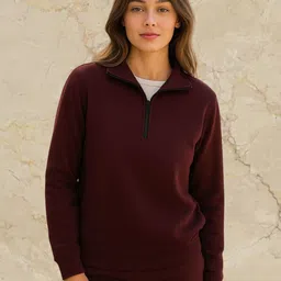 Parona Women Shirt Collar Half Zip Details Sweatshirt-picture-19