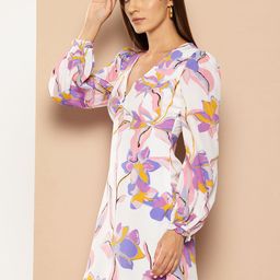her by invictus Floral Print Puff Sleeve Empire Dress-image-26