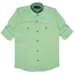 Cavio Kids Sea Green Cotton Regular Fit Full Sleeves Shirt-image-99