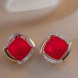 kazare kazareArtificial Stones Studded Square Shaped Studs image 2