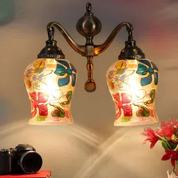 Devansh Blue & White Printed Metal Traditional Wall Lamp-image-32