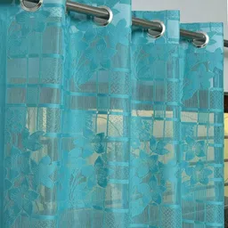 UrbanArts Blue Embroidered Sheer Door Curtain-picture-27
