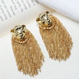 Joker & Witch Roar Chunky Golden Dangler Earrings-image-99
