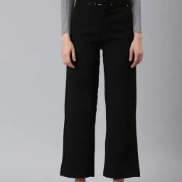 SHOWOFF Black Straight Fit Mid Rise Trousers-image-75