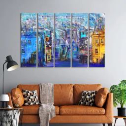 999Store Printed Multicolor MDF 5 Panels Wall Art-87