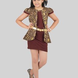 BEING NAUGHTY Girls Floral Printed Crepe Sheath Dress-picture-40