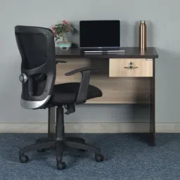 Nilkamal Enzo Brown & Ash Grey Engineered Wood Office Table-image-77