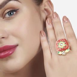 Zaveri Pearls Multicolor Meenakari Floral Design Kundan Ring-ZPFK13179-image-32