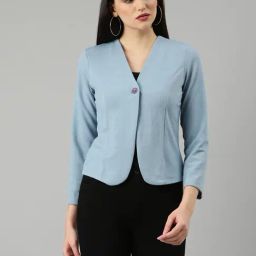 SHOWOFF Sky Blue Regular Fit Blazer-image-56