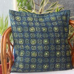 Weaves of Tradition Blue & Green Ethnic Motifs Square Cushion Covers-image-63