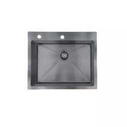 Jayna PVD Square 24x20x09 inch Black Finish Stainless Steel Single Bowl Kitchen Sink, JSPV 2420T-image-78