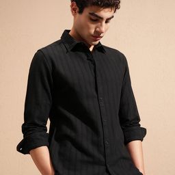 HIGHLANDER Slim Fit Vertical Striped Long Sleeves Cotton Shirt-image-53