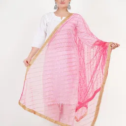Karthav Fashion Leheriya Embroidered Sequinned Net Dupatta-4