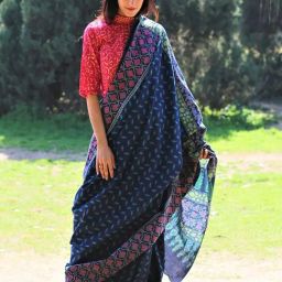 Chidiyaa Blue Paisley Saree-image-58