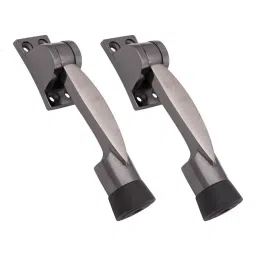Atom 15.24 cm (6 inch) White Metal Grey and Silver Kickdown Door Stopper (Pack of 2)-image-26
