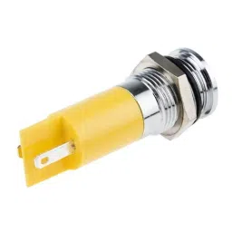 RS PRO Yellow Panel Mount Indicator 12V DC, Mounting Hole Size 14 mm, Termination Type Solder Tab, IP Rating IP67, Model No 7038813 image 3