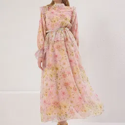 Trendyol Floral Printed High Neck Puff Sleeves Maxi Dress-picture-39