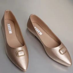 Elle Women's Rose Gold Flat Ballets-image-27