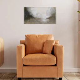 Trevi Olive Orange Leather & Neem Wood 1 Seater Sofa-image-99