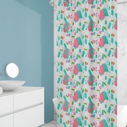 ArtzFolio White & Green Abstract Printed Waterproof Shower Curtain-30