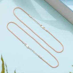Zavya Adorable Weave Chain 92.5 Sterling Silver Anklet in Rose Gold - Set of 2-image-8