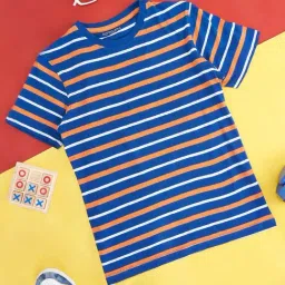 Pantaloons Junior Blue & Orange Cotton Printed T-Shirt-picture-22