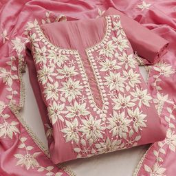 HERE&NOW Embellished Roman Silk Unstitched Dress Material-image-74