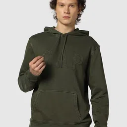 GAP Men Overdyed Hooded Pure Cotton Sweatshirt With Long Sleeves-image-74