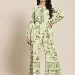 Juniper Light Olive Floral Printed Rayon Jumpsuit-picture-24