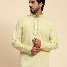 Moda Rapido Floral Yoke Design Thread Work Mandarin Collar Straight Short Kurta-image-11