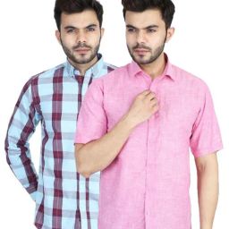 TAHVO Multi Cotton Slim Fit Shirt Pack of 2-image-48
