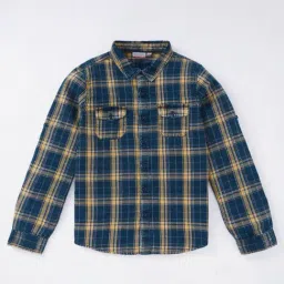 Edheads Kids Blue & Yellow Cotton Chequered Full Sleeves Shirt-picture-45