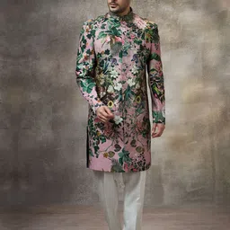 Rivaar By Rocky Star Floral Printed Sherwani Set-image-91
