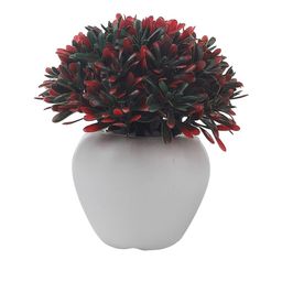 FOLIYAJ Set Of 2 Green & White Artificial Mini Bushes In Pots image 4
